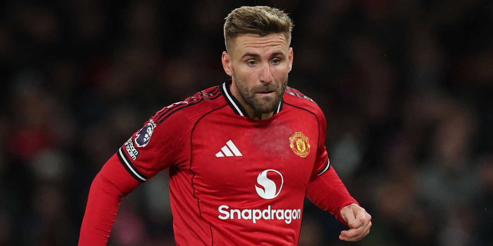 Manchester United's Luke Shaw in action against Everton