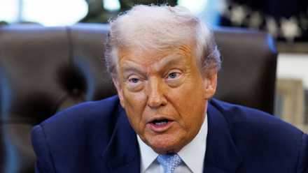 US President Donald Trump speaking at the White House.