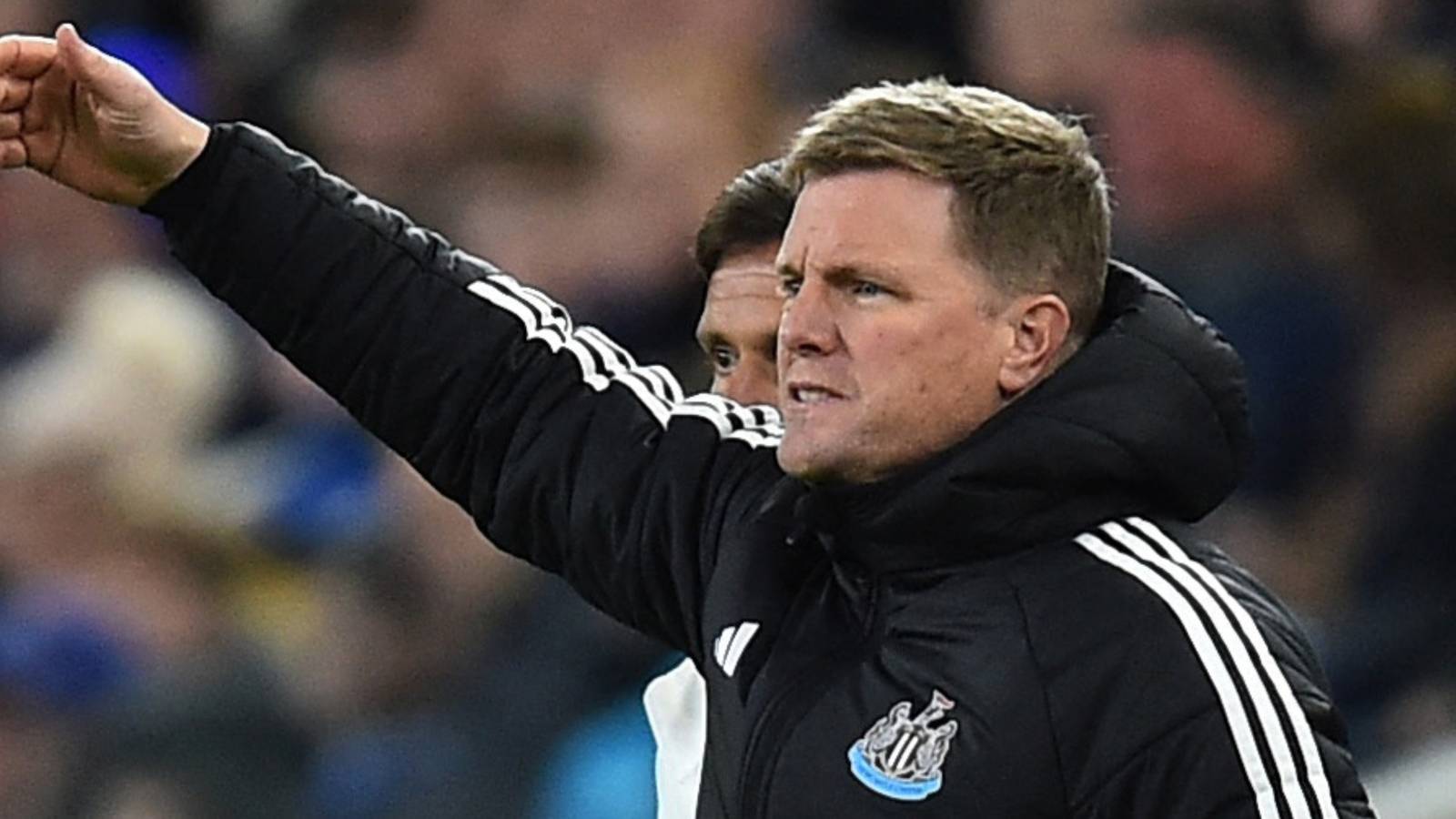 Newcastle United manager Eddie Howe reacts vs Everton