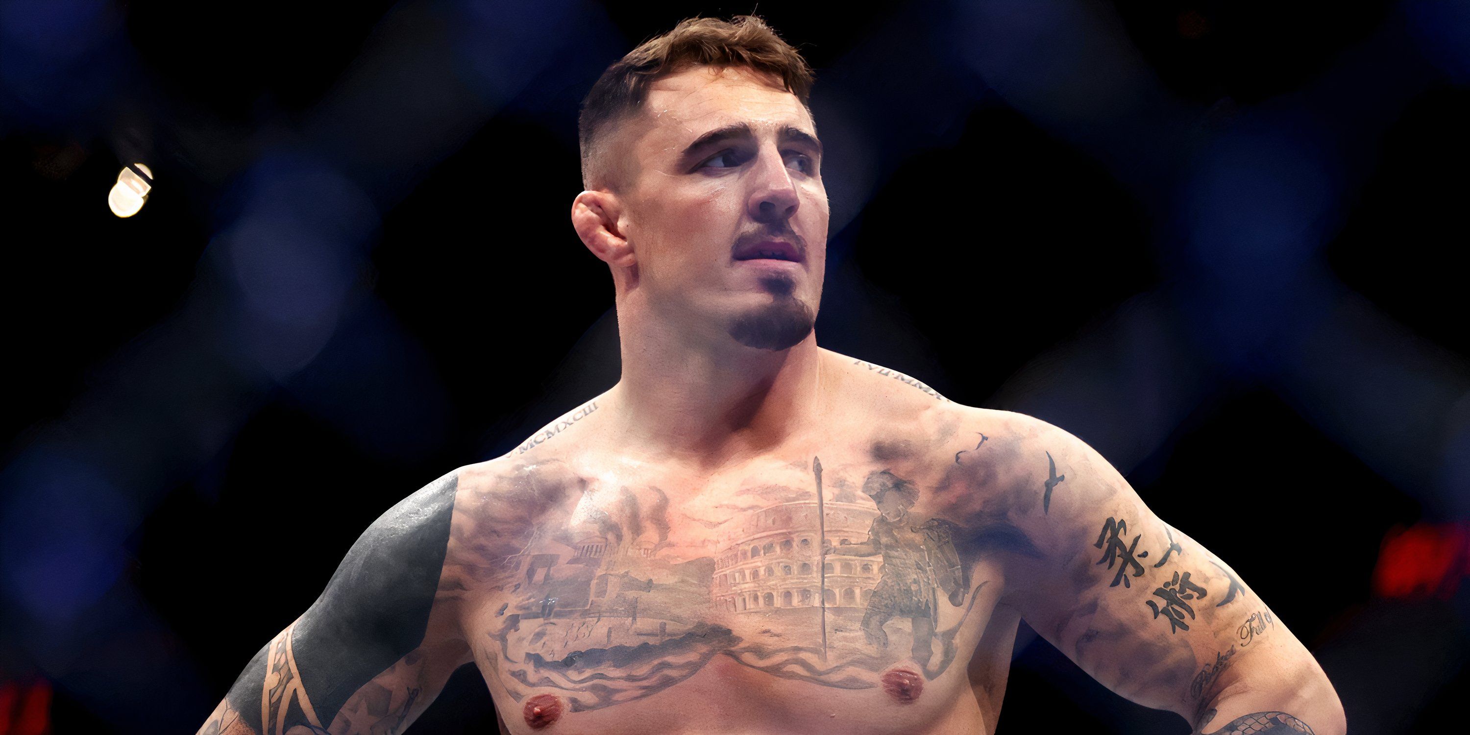 Tom Aspinall looking upset