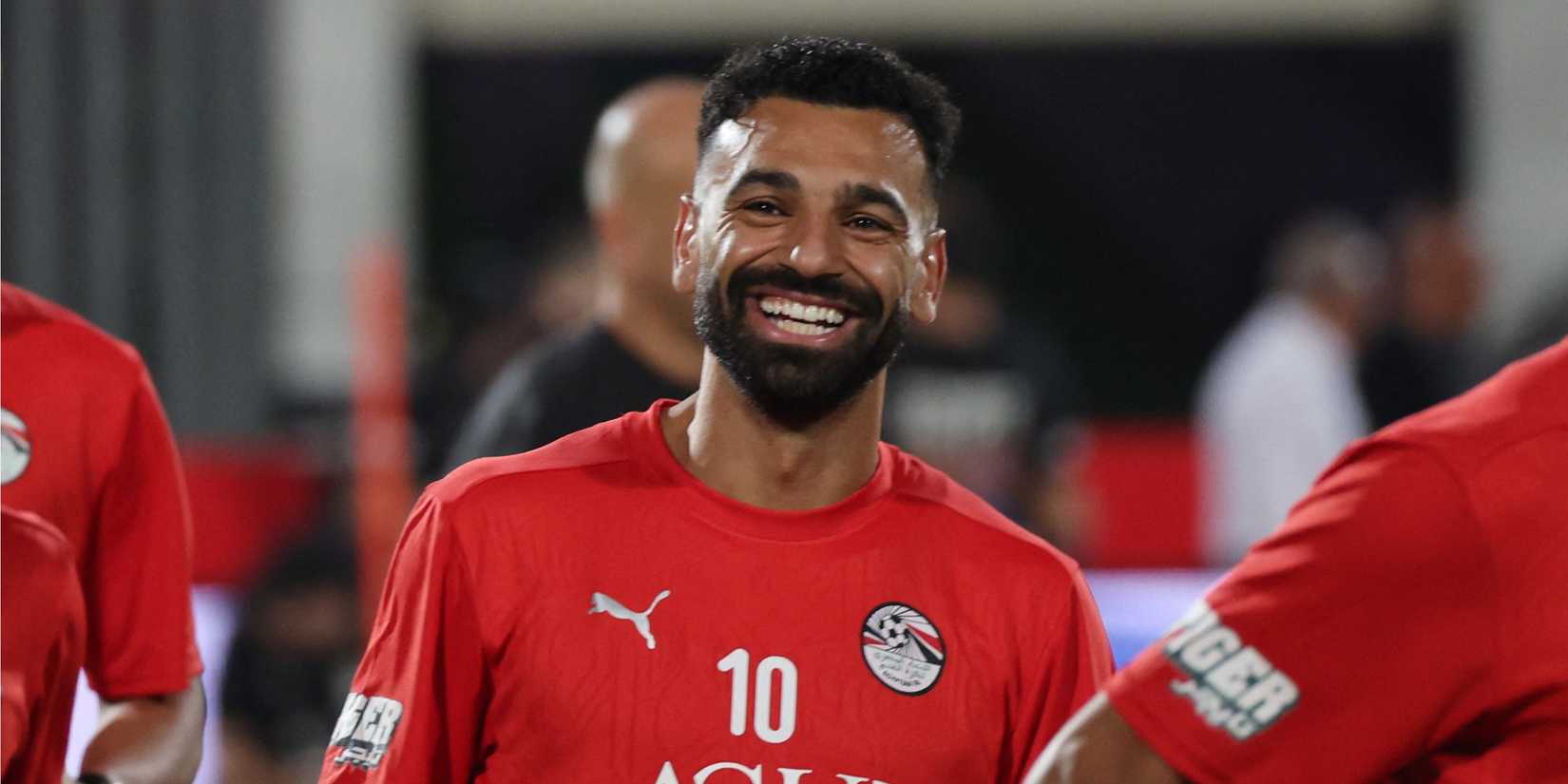 Mohamed Salah smiles while on international duty with Egypt