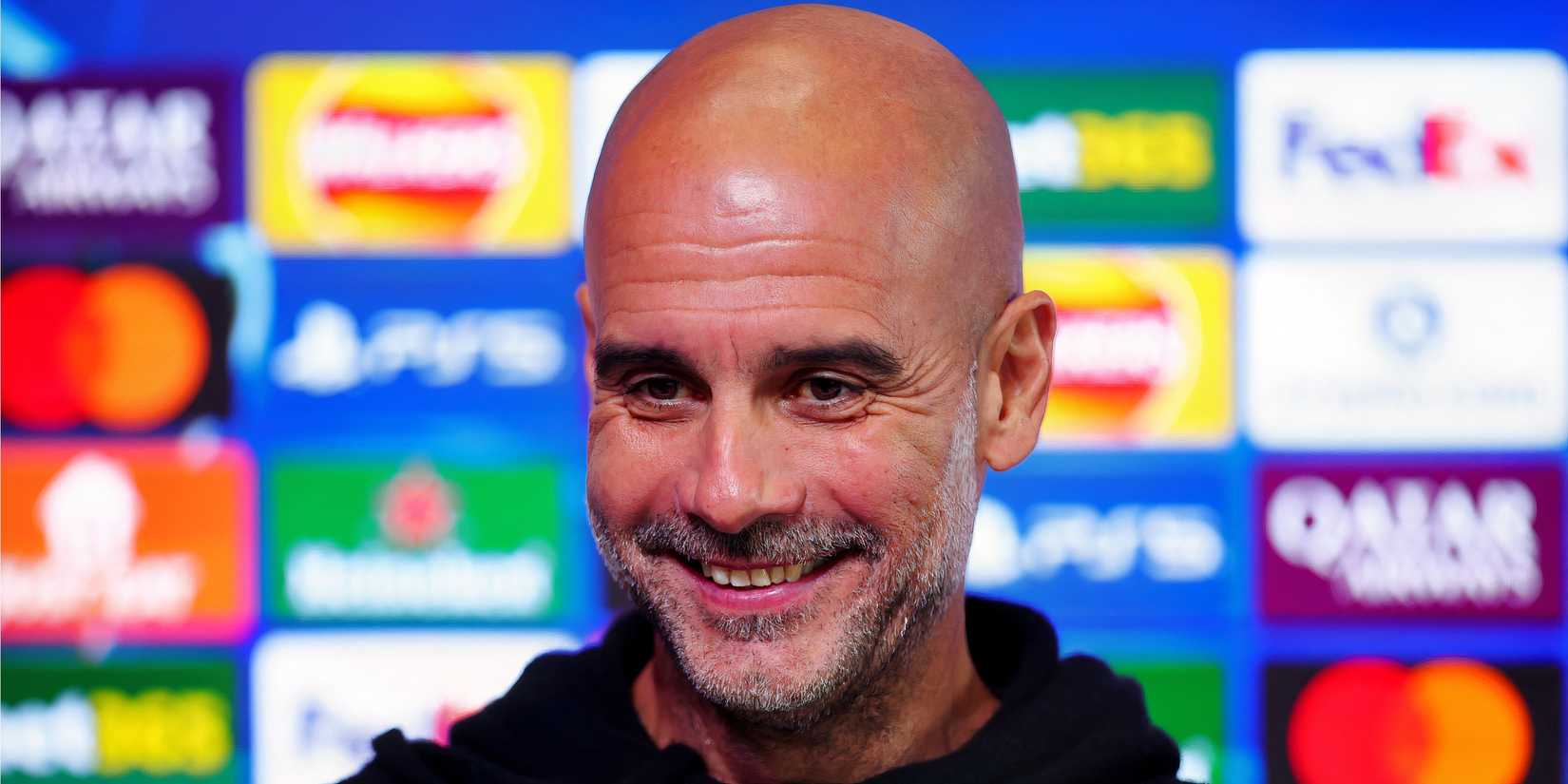 Pep Guardiola during a Champions League press conference
