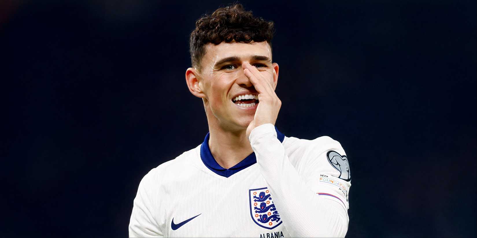 Phil Foden playing for England vs Albania