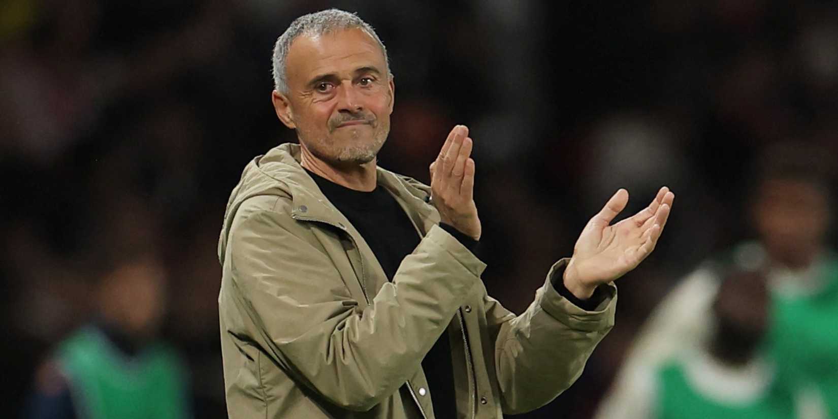 PSG manager Luis Enrique applauds on the touchline