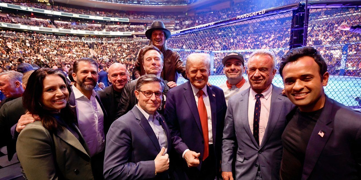 Eric Trump and Donald Trump at a UFC event