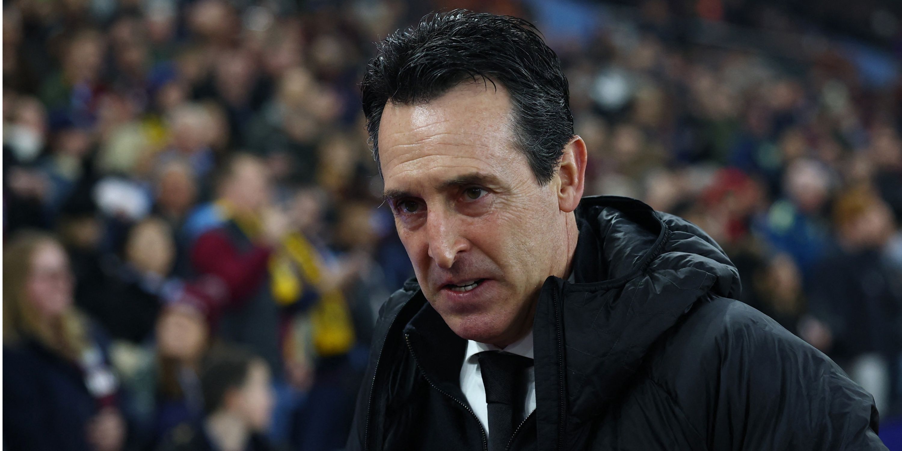 Unai Emery looks on during Aston Villa v Young Boys