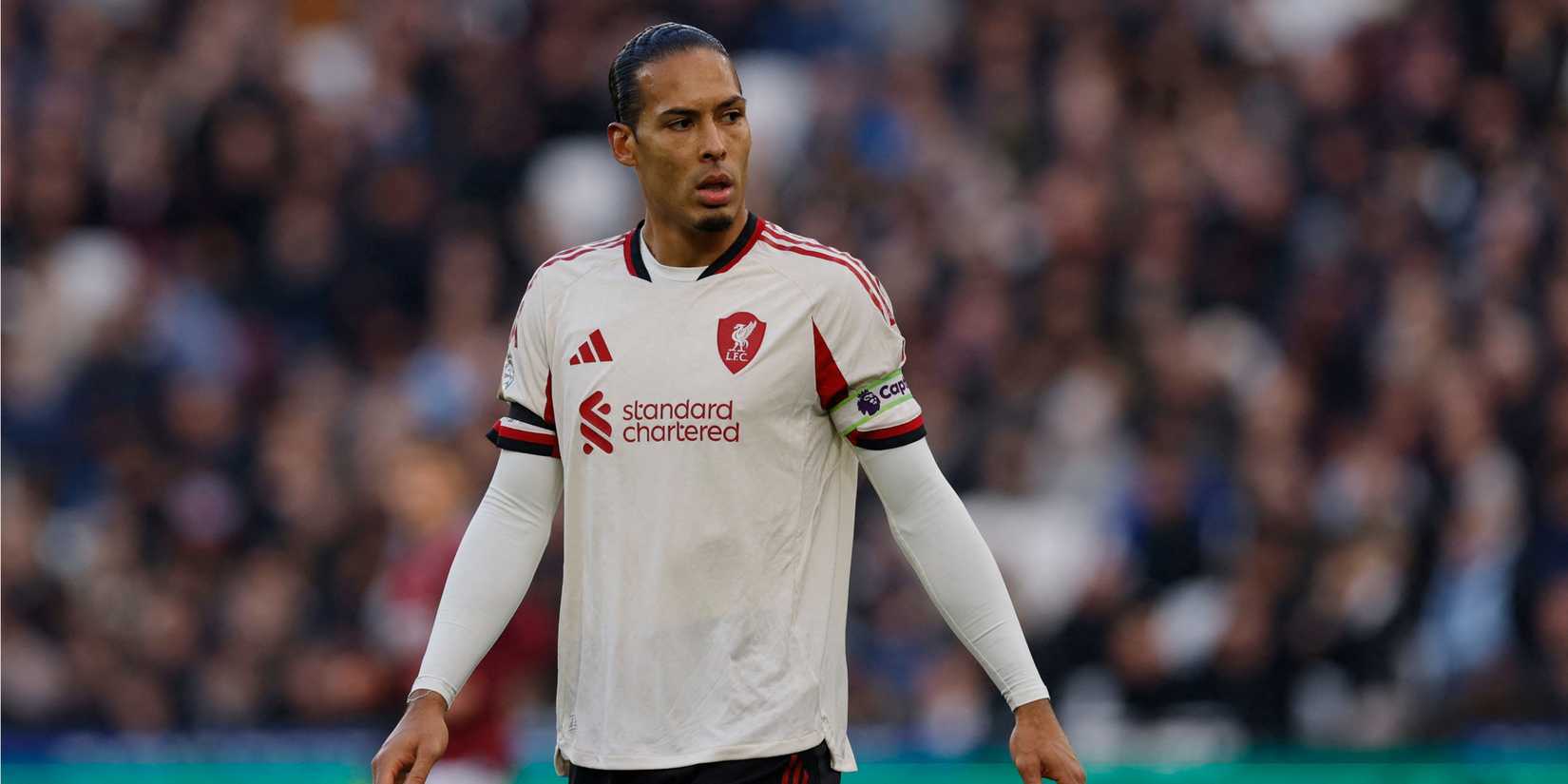 Virgil van Dijk in action for Liverpool against West Ham United in the Premier League