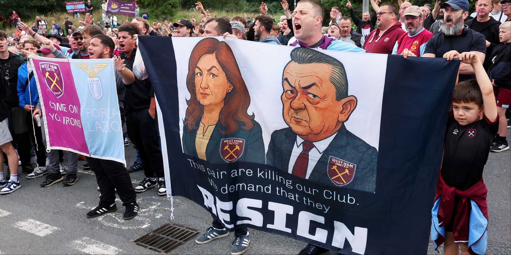 West Ham fan protests against Karen Brady and David Sullivan