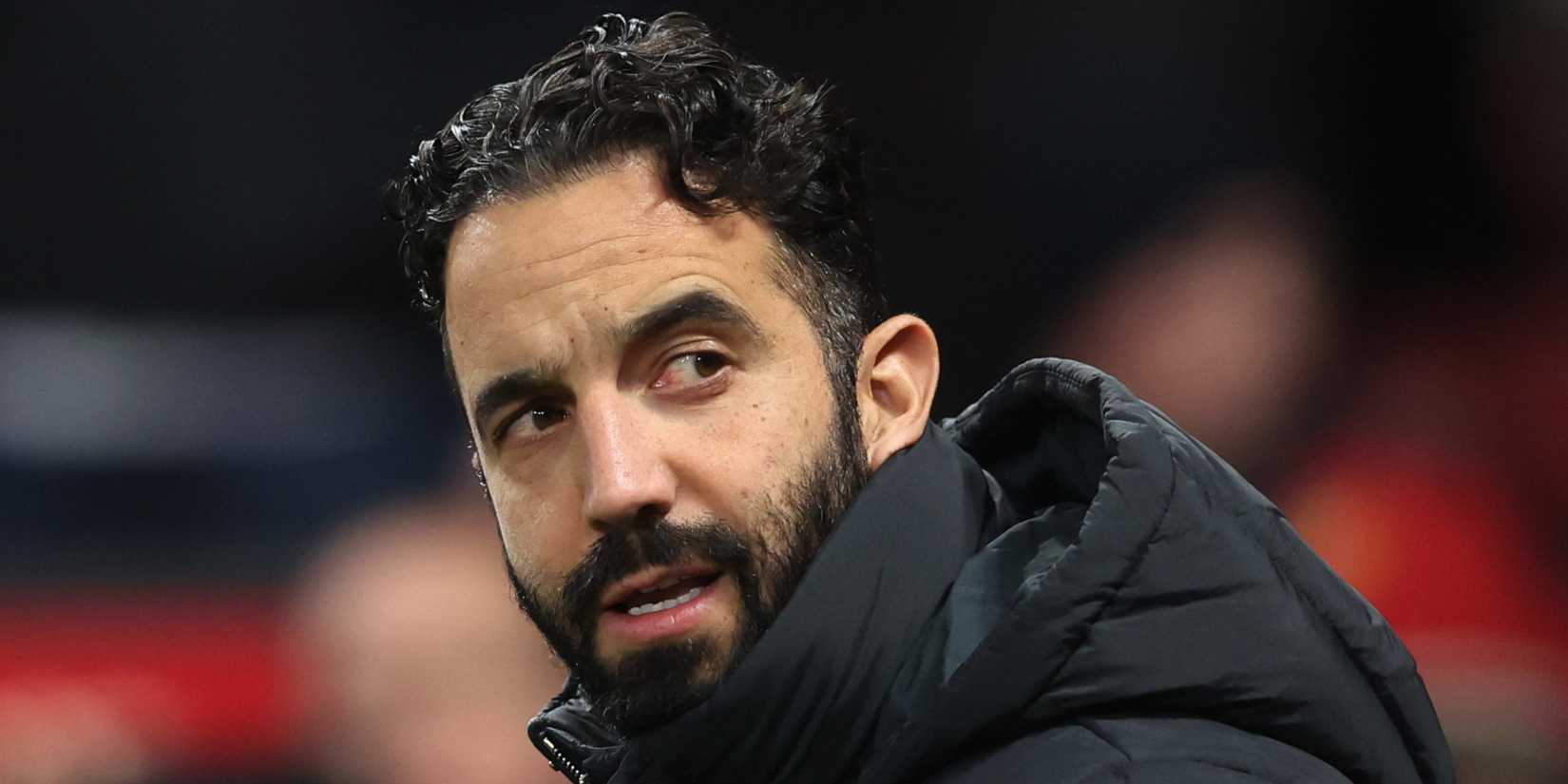 Manchester United manager Ruben Amorim staring.