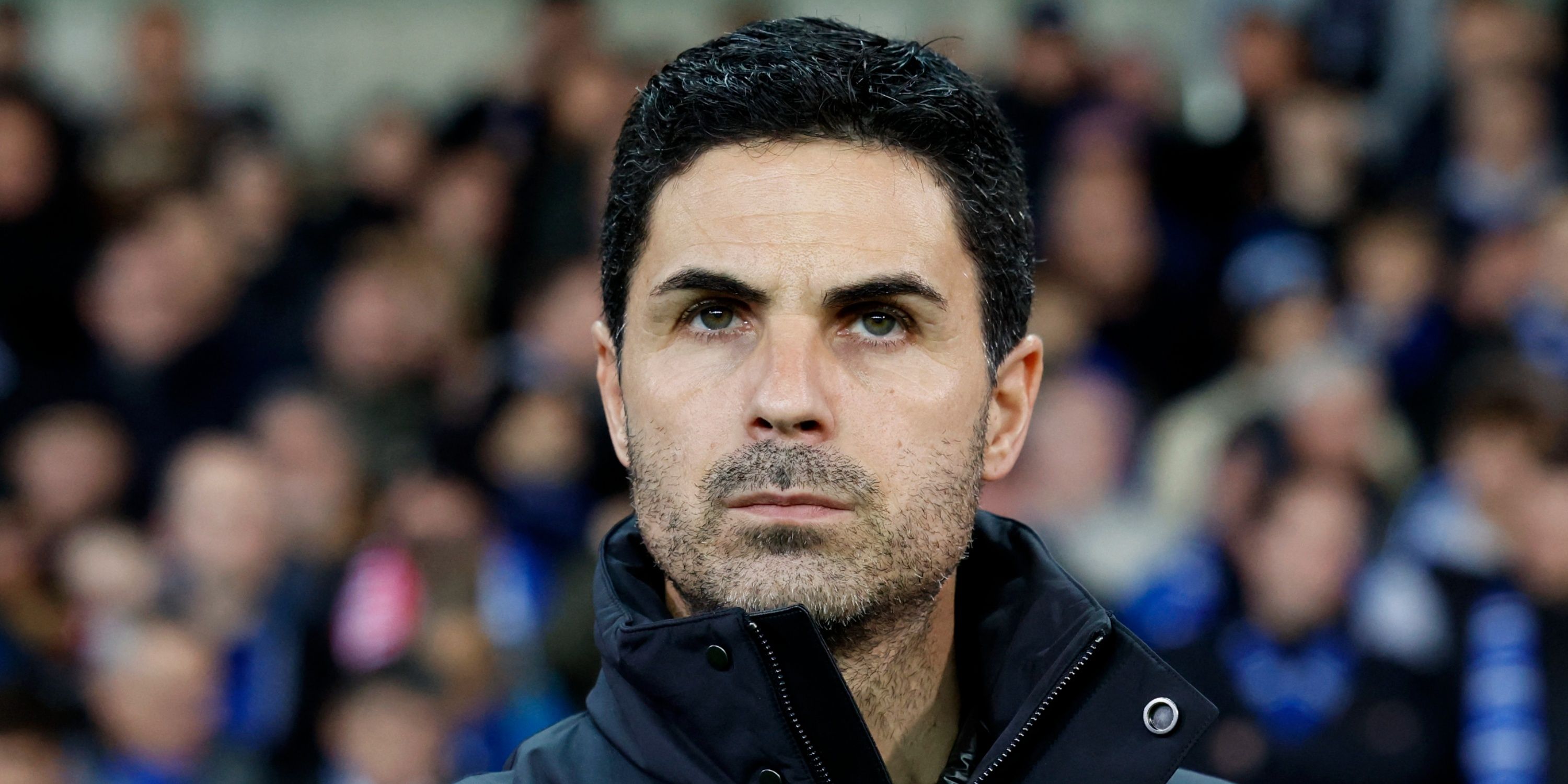 Arsenal manager Mikel Arteta staring