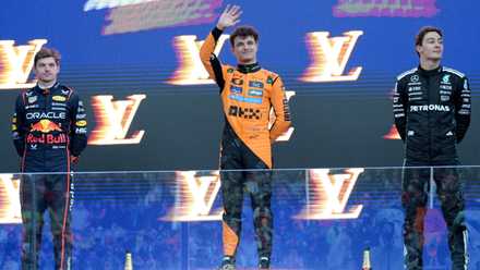Max Verstappen, Lando Norris, George Russell
