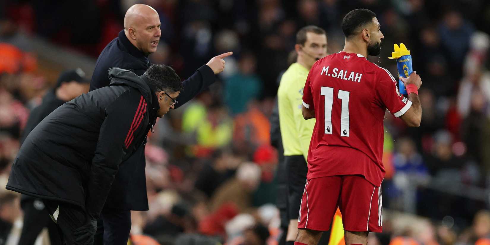Arne Slot and Mo Salah after Liverpool 2-0 Brighton