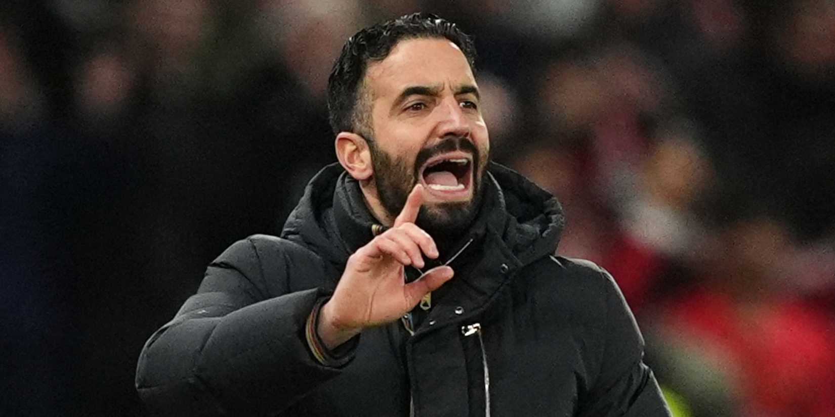 Manchester United manager Ruben Amorim shouts during the Bournemouth draw