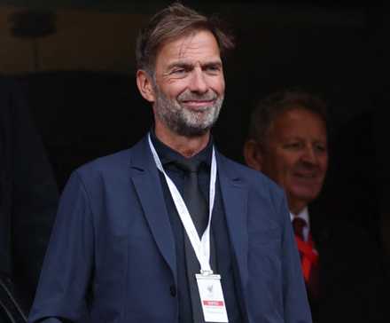 Former Liverpool manager Jurgen Klopp in attendance at Anfield