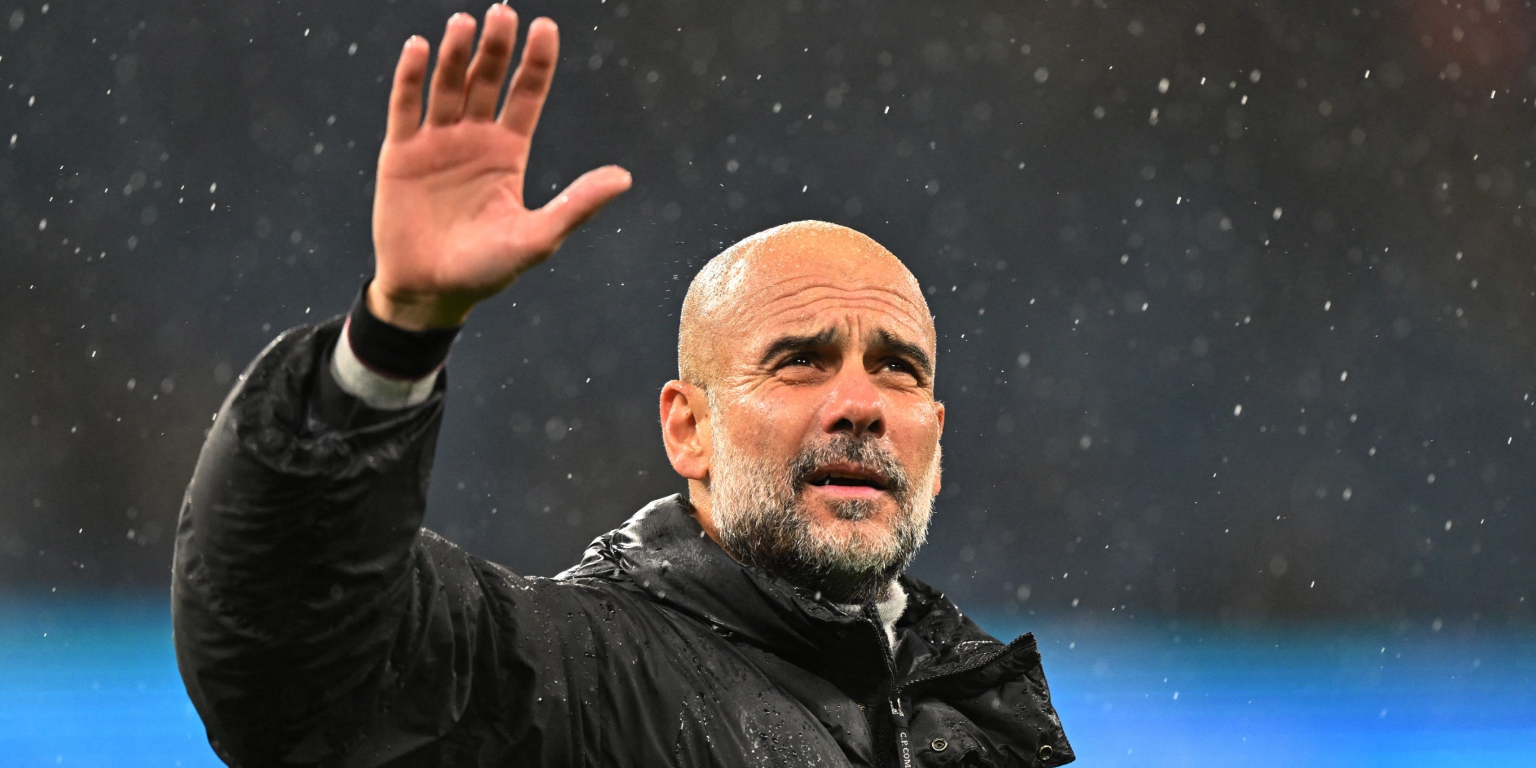 Manchester City manager Pep Guardiola waving