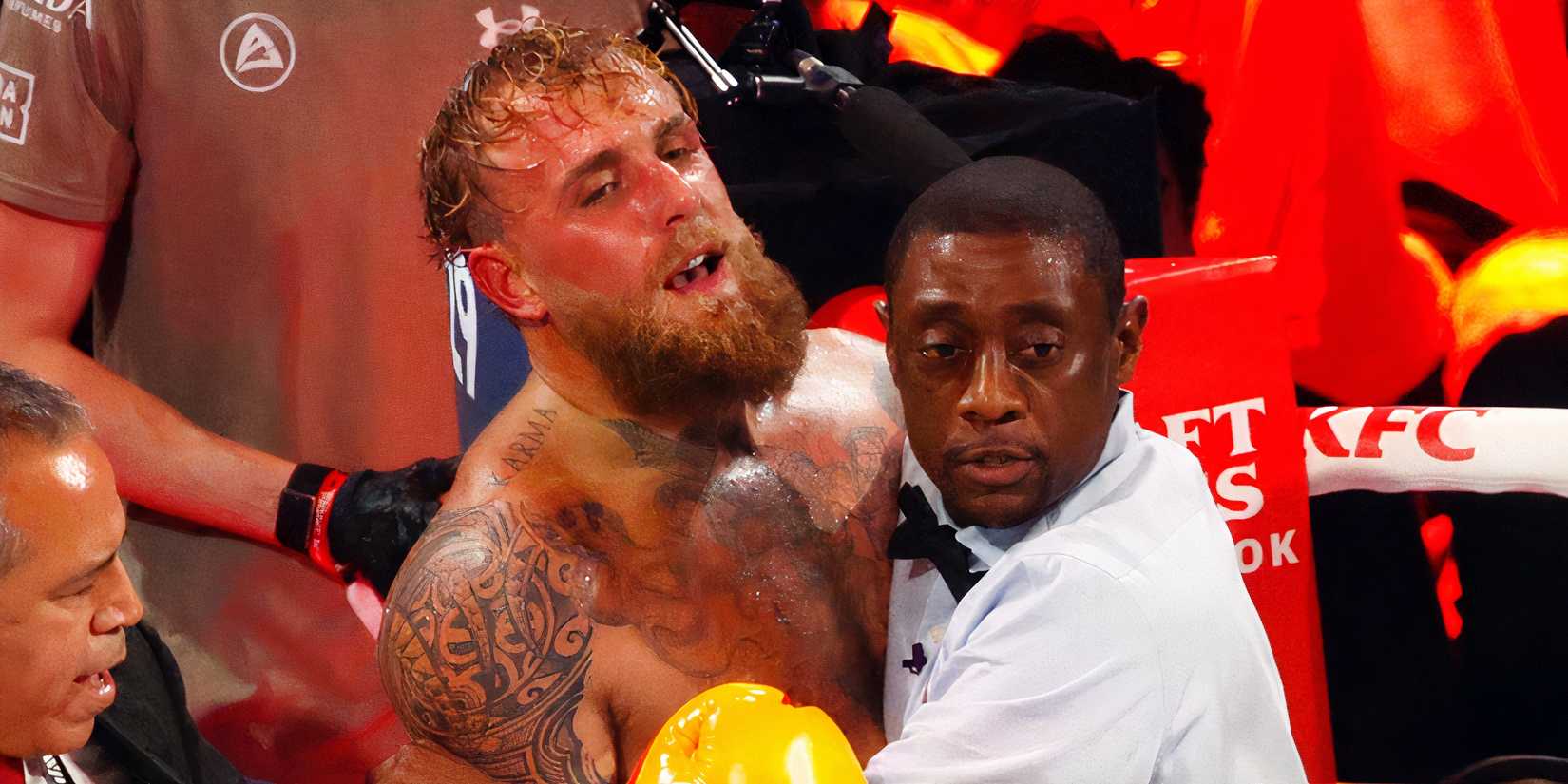 Jake Paul after being knocked out by Anthony Joshua