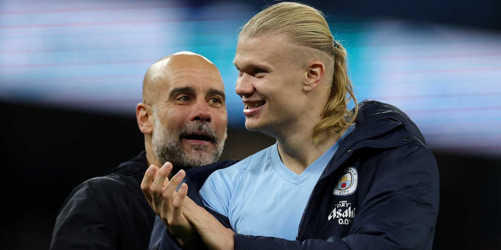 Pep Guardiola and Erling Haaland