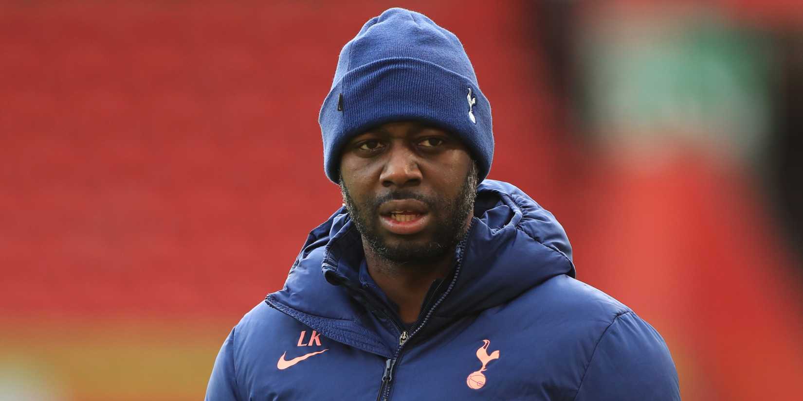 Tottenham Hotspur coach Ledley King watches players warm up