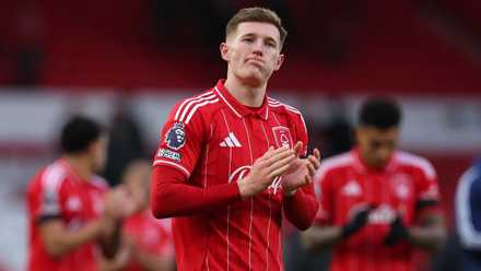 Nottingham Forest's Elliot Anderson applauds fans