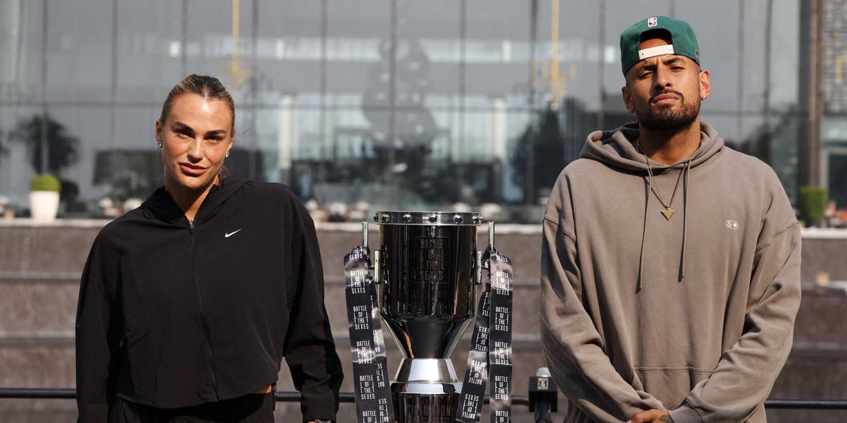 Sabalenka and Kyrgios at a press conference