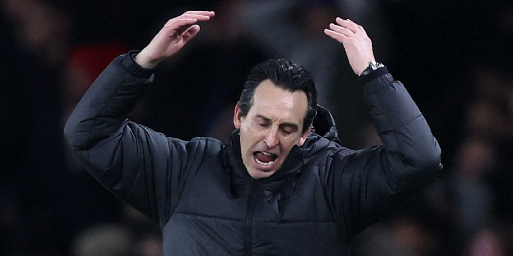 Aston Villa manager Unai Emery throws his hands up