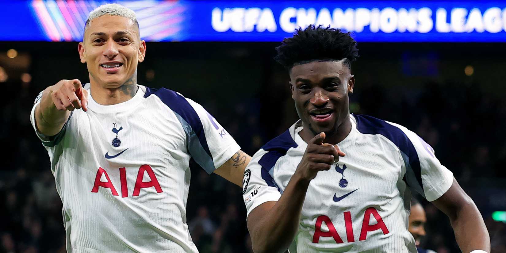 Richarlison and Mohammed Kudus celebrate for Tottenham