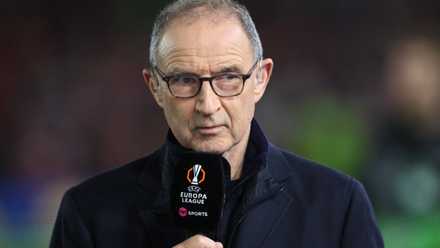 Celtic manager Martin O'Neill interviewed on the pitch
