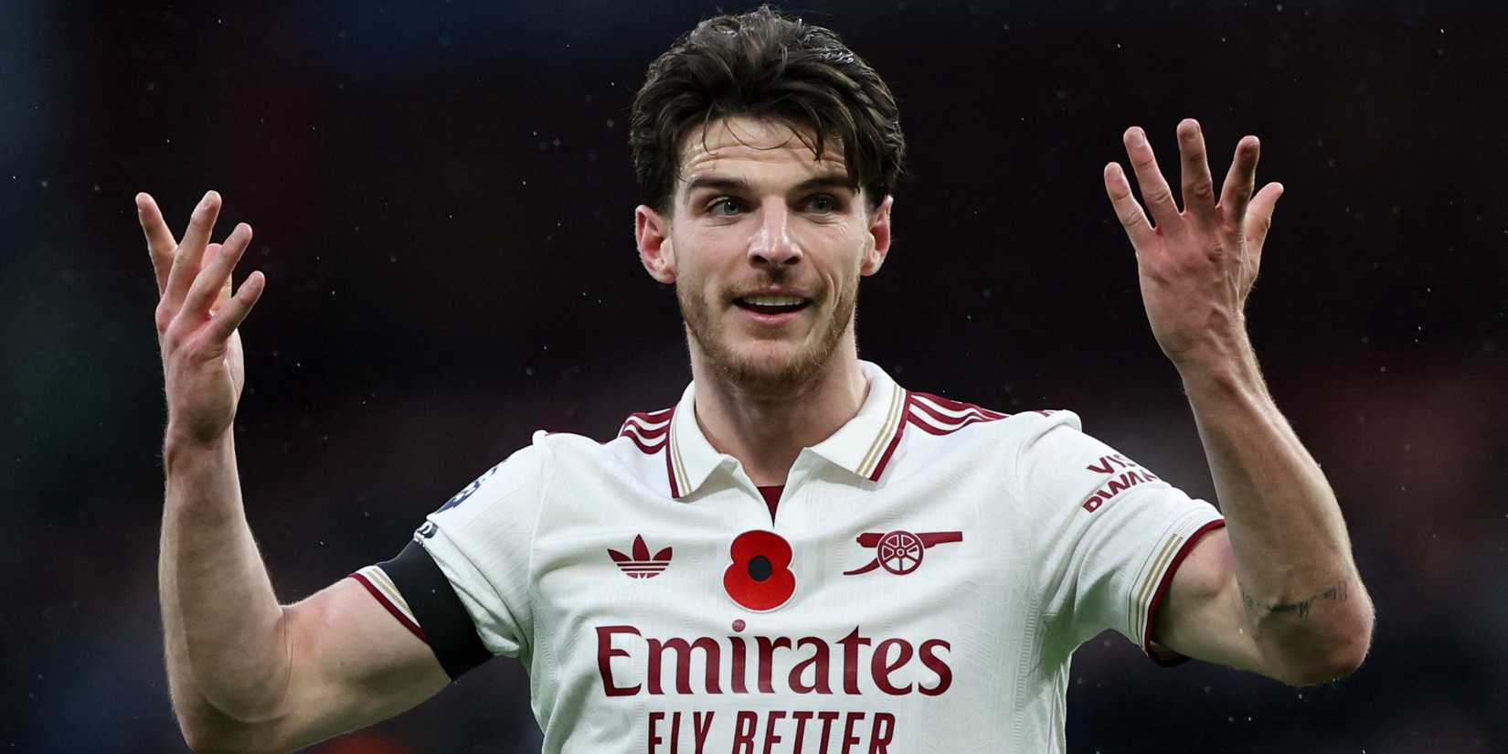 Arsenal's Declan Rice wearing their third kit for 2025/26