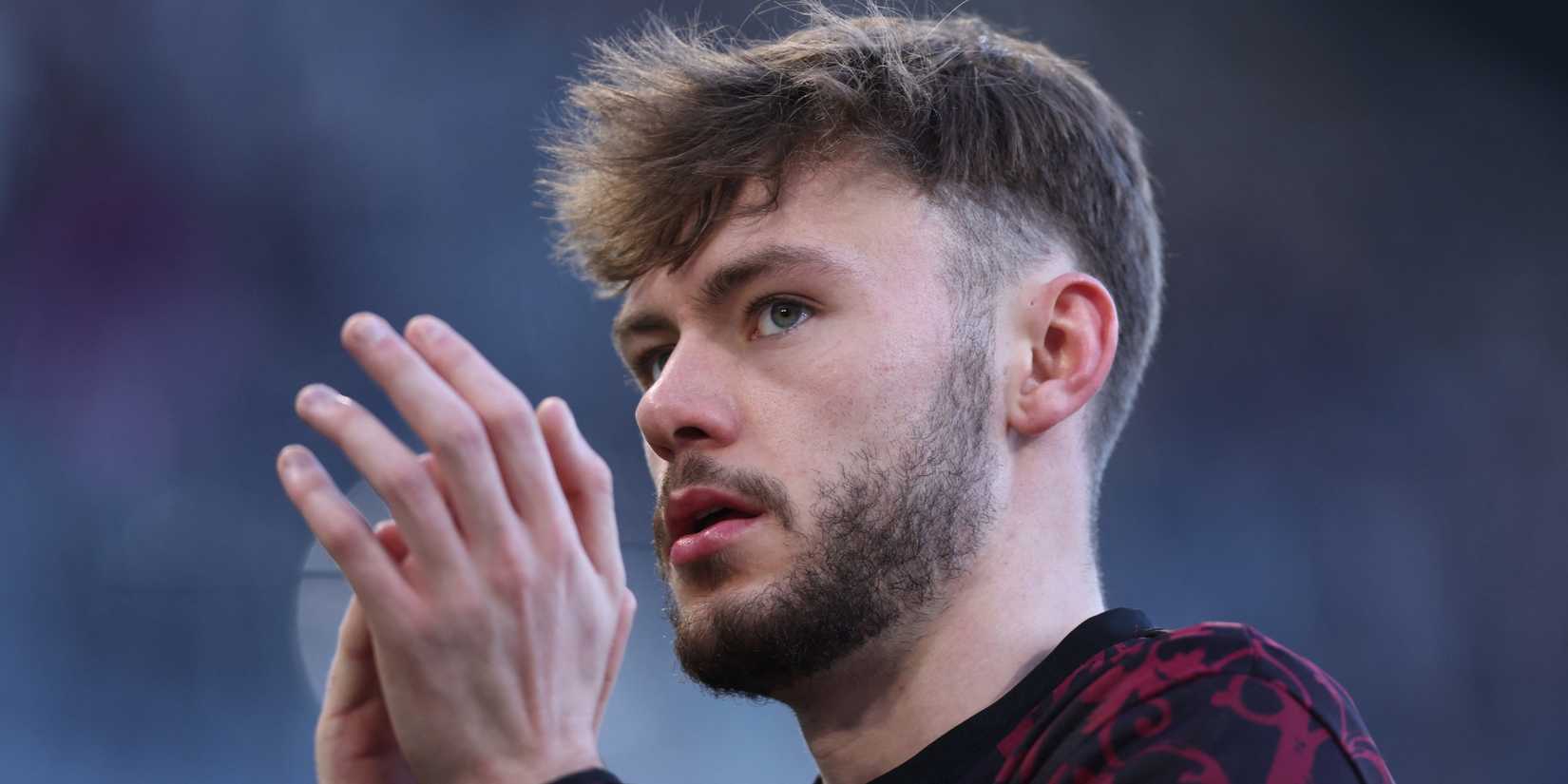 Liverpool's Conor Bradley during a warm up