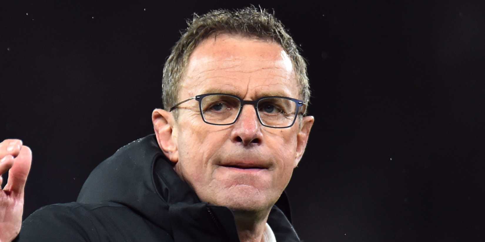 Manchester United interim manager Ralf Rangnick looks on
