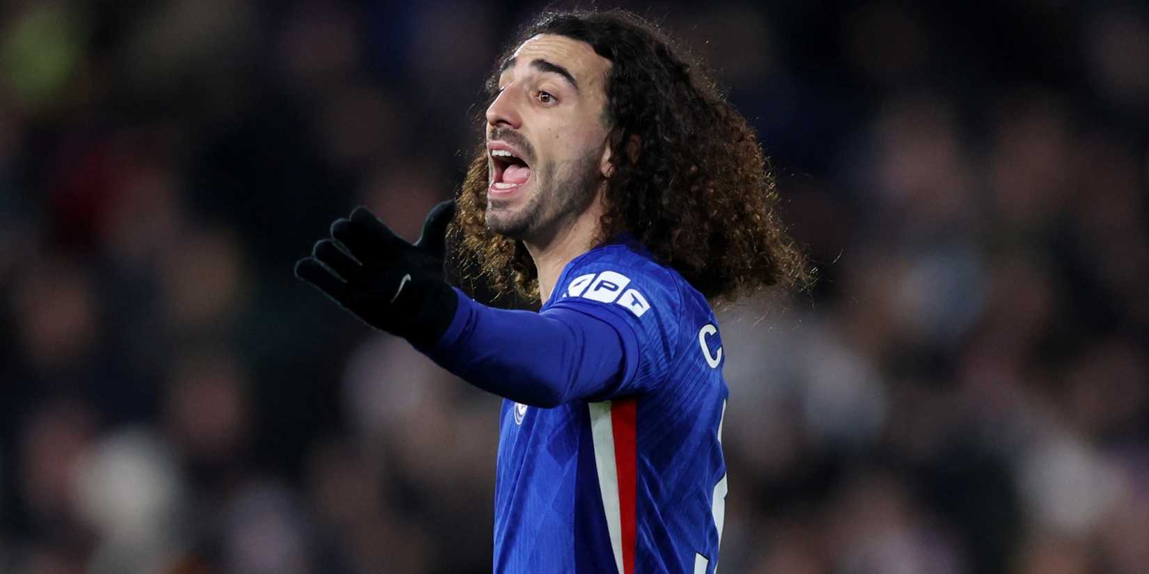 Chelsea's Marc Cucurella leaves the pitch after he is sent off 