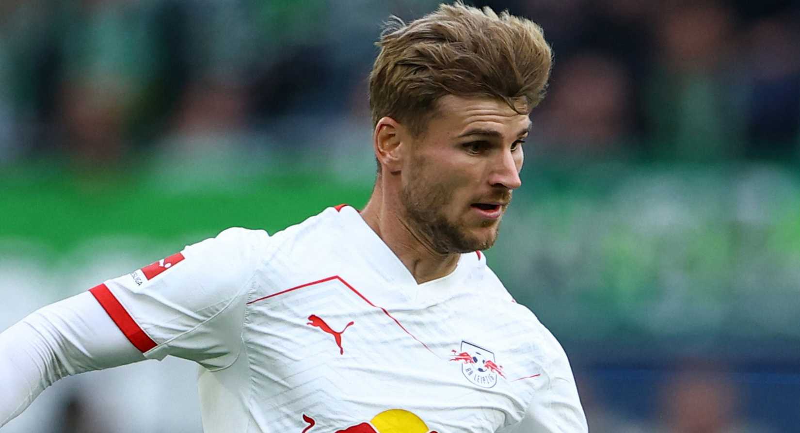 RB Leipzig's Timo Werner in action against Wolfsburg