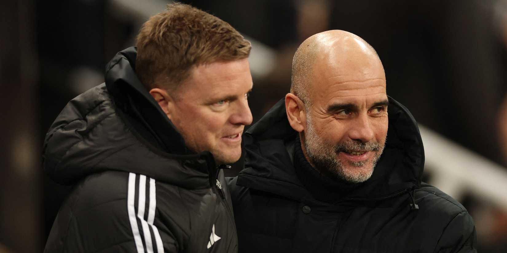 Newcastle United manager Eddie Howe and Manchester City manager Pep Guardiola
