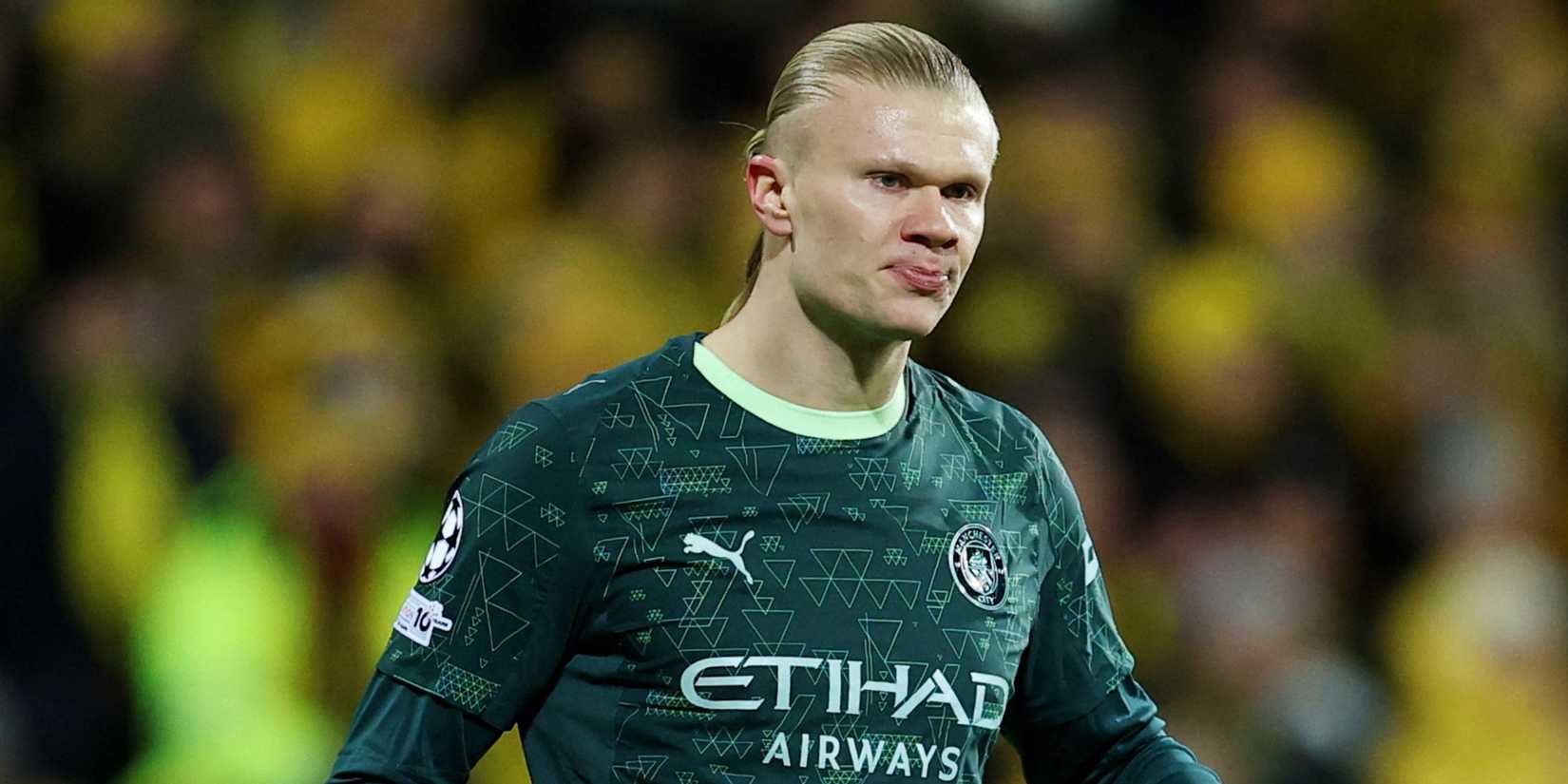 Manchester City's Erling Haaland playing against Bodo/Glimt