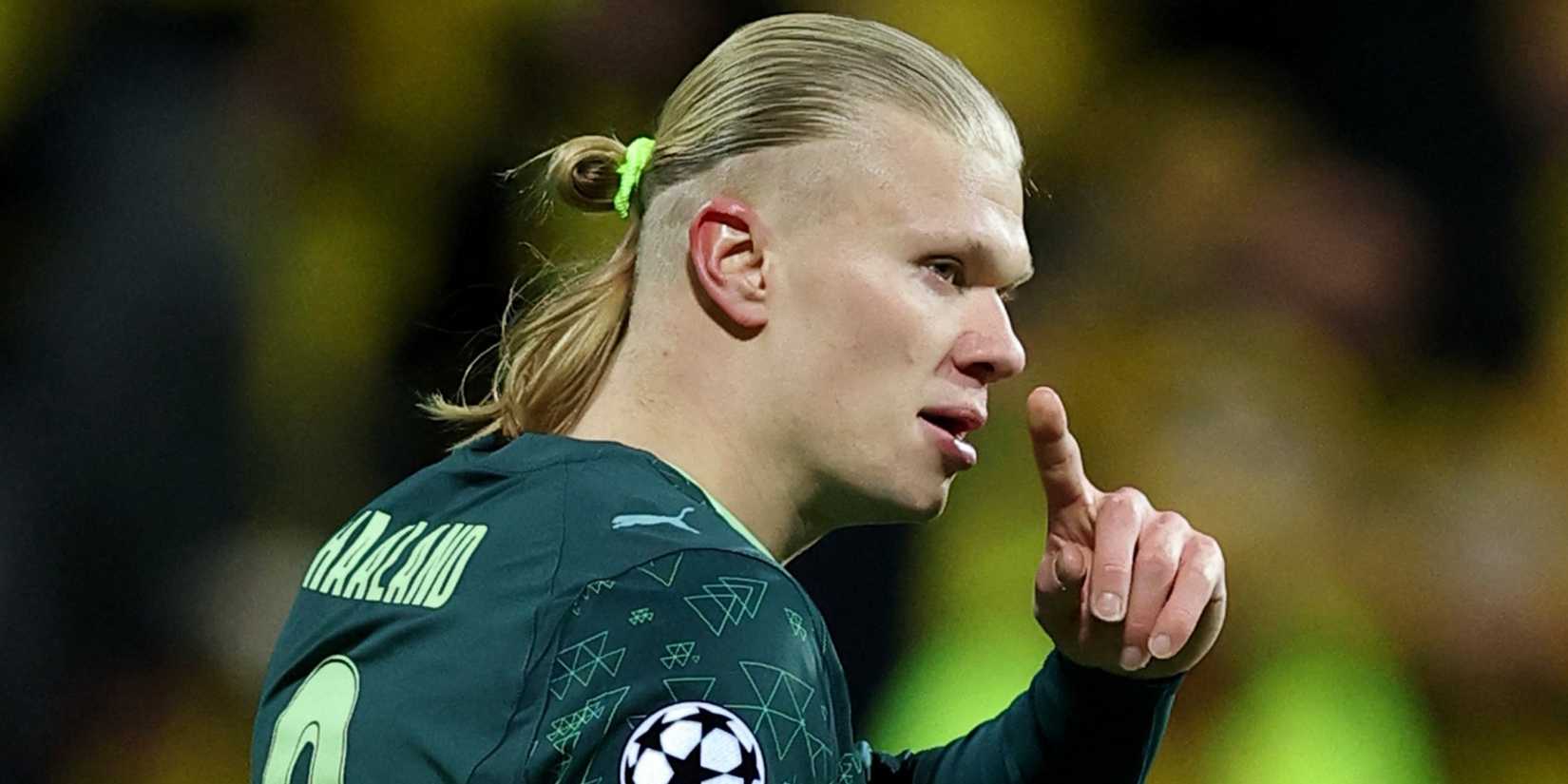 Manchester City's Erling Haaland reacts