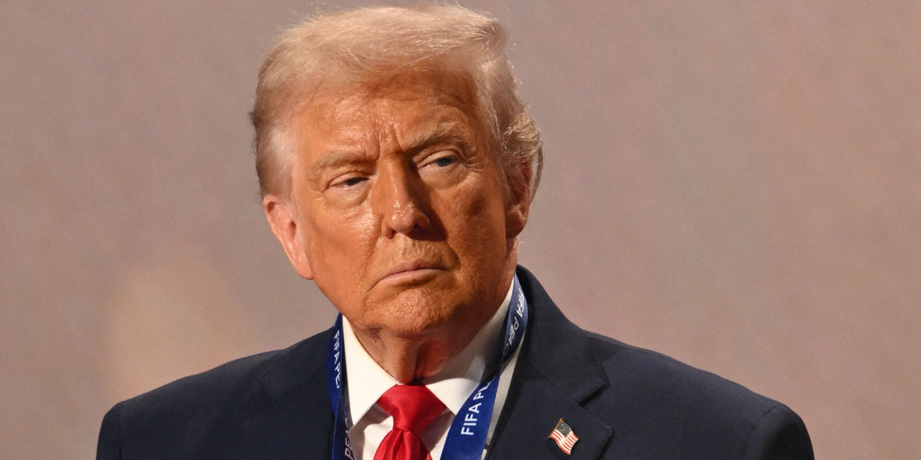 .S. President Donald Trump on stage as he is awarded the FIFA Peace Prize