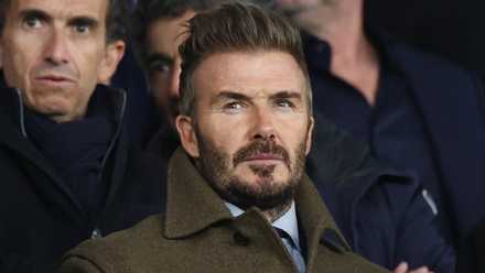 Former player David Beckham attends Paris St Germain v Liverpool