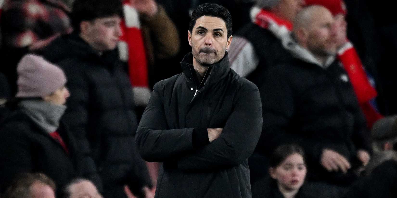 Arsenal manager Mikel Arteta looks dejected