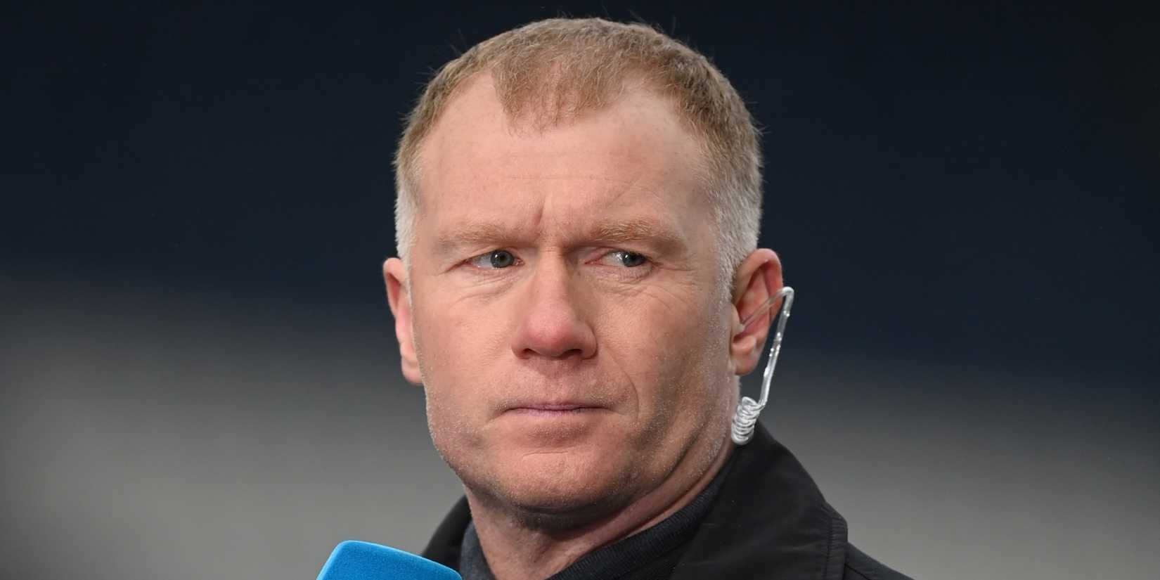 Paul Scholes on punditry duty before Leicester City v Manchester United in 2020.