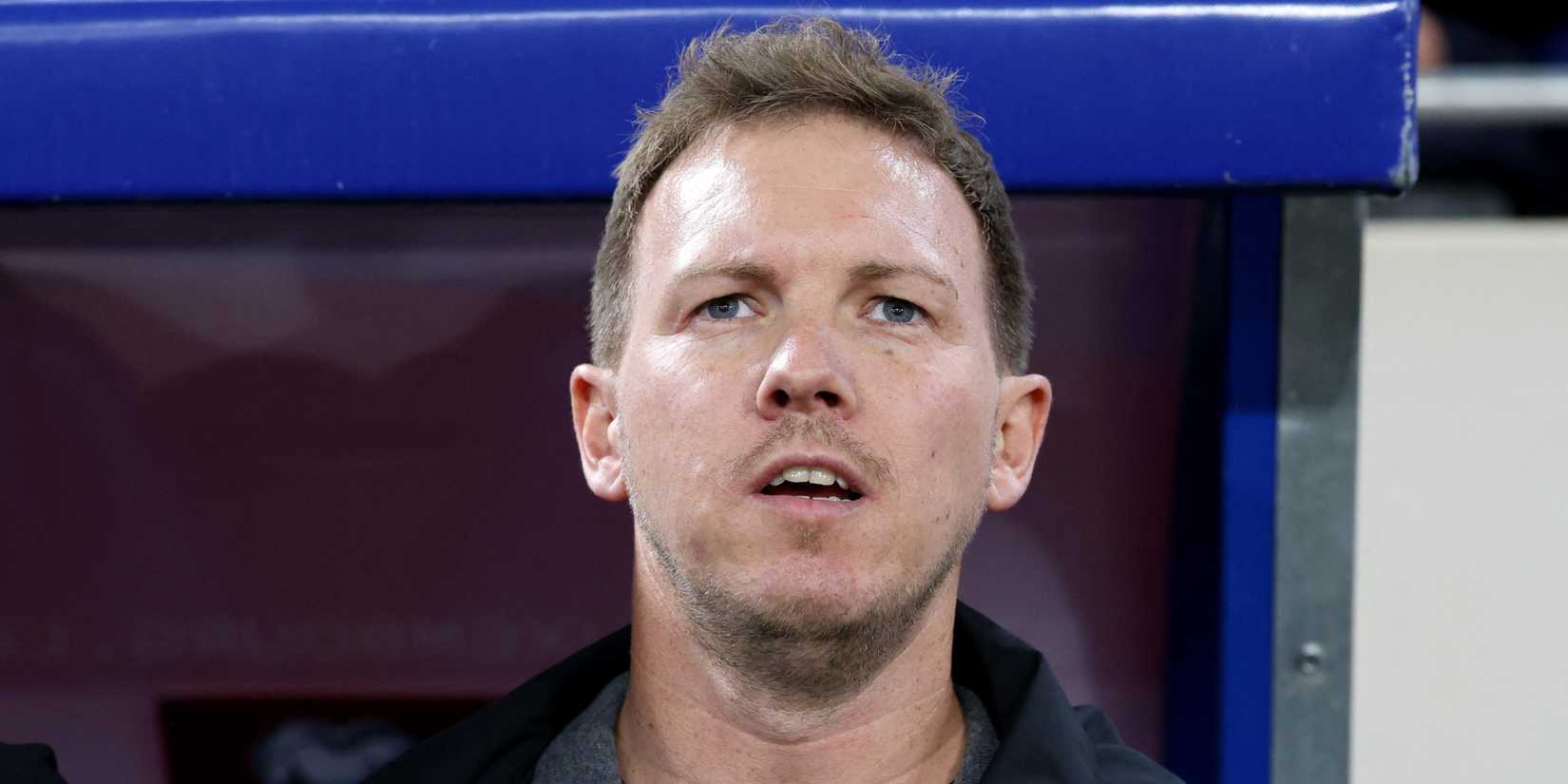 Germany coach Julian Nagelsmann singing the national anthem