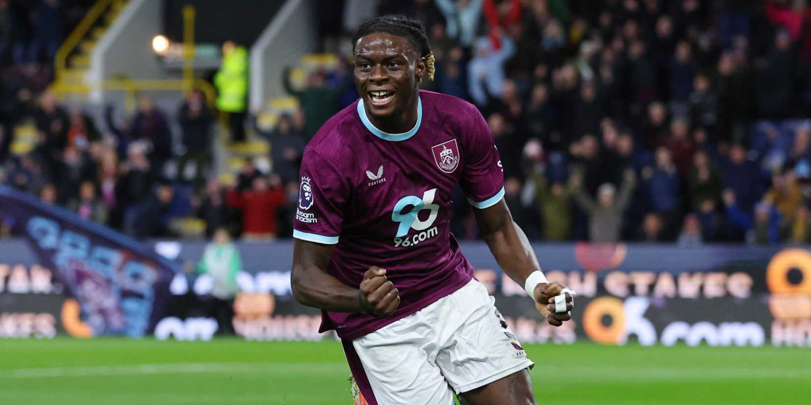 Burnley's Lesley Ugochukwu celebrates scoring against Fulham