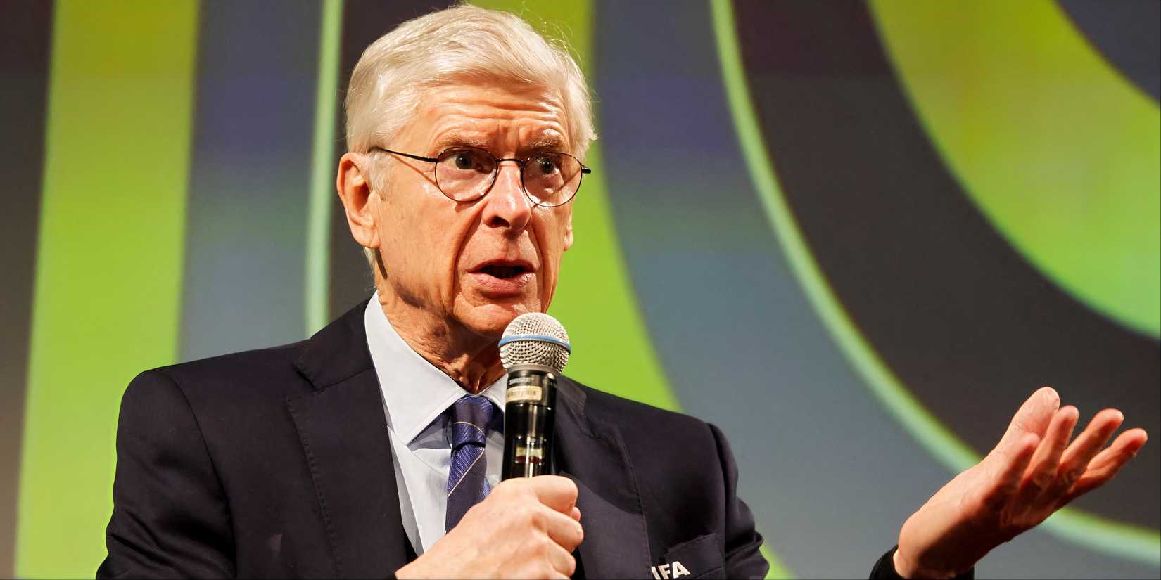 Arsene Wenger speaking at a FIFA event