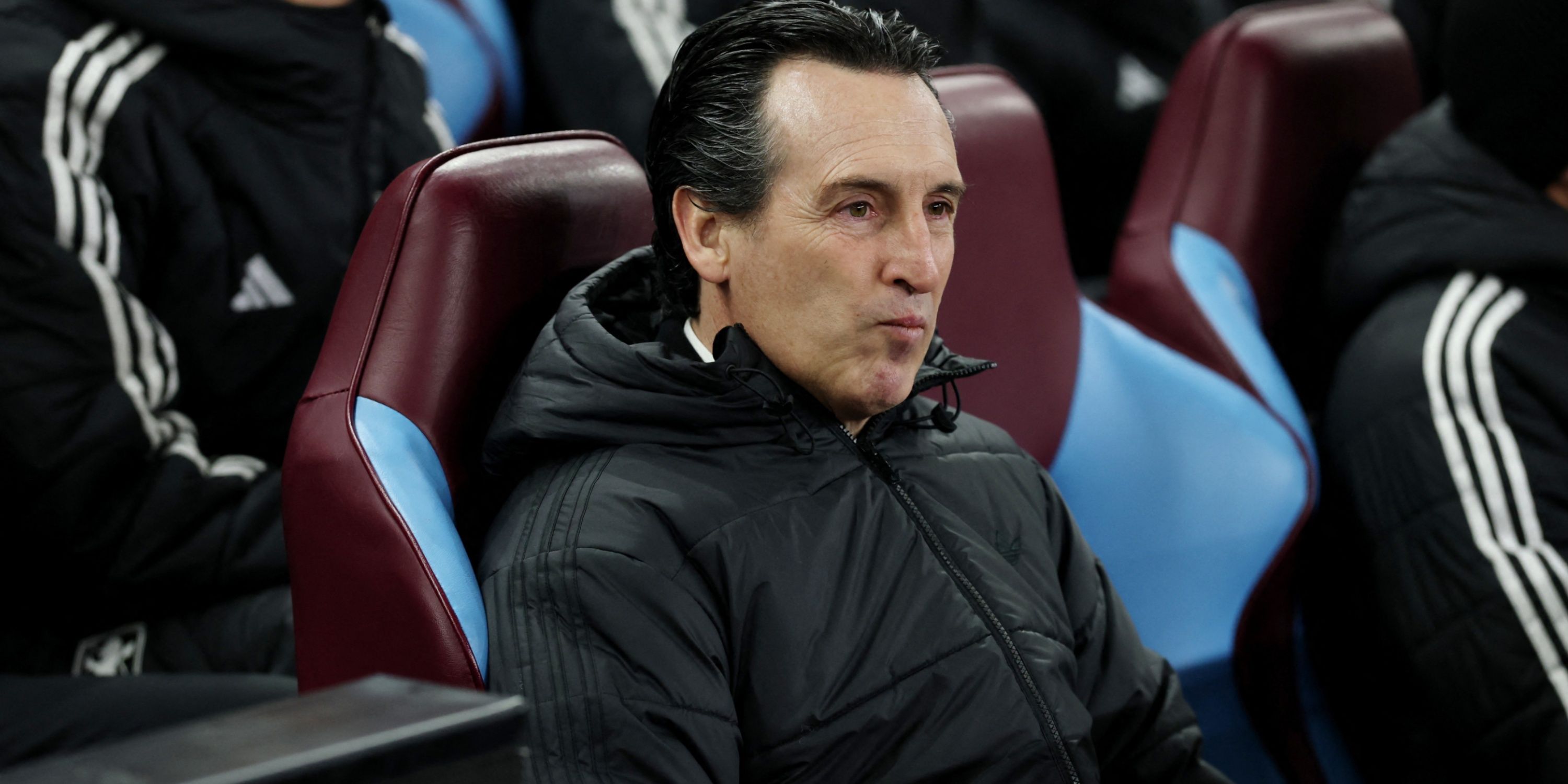 Aston Villa manager Unai Emery looks on
