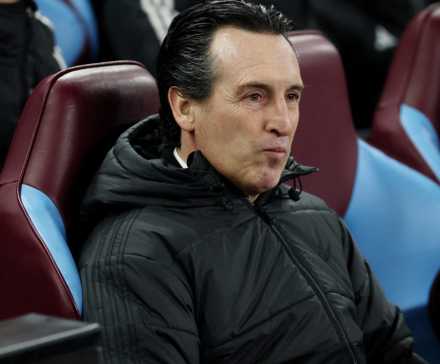Aston Villa manager Unai Emery looks on