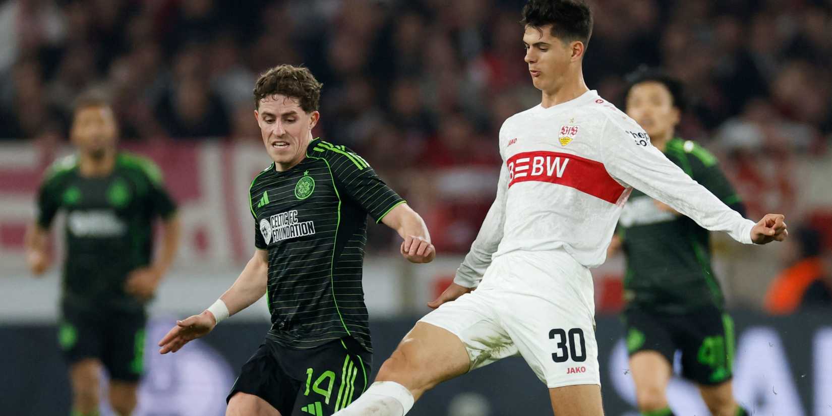 Celtic star Luke McCowan in action against Stuttgart