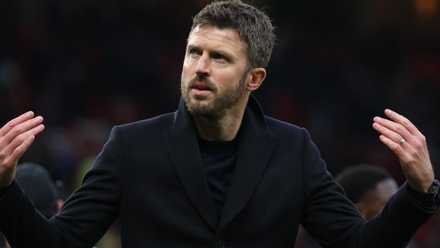 Manchester United caretaker manager Michael Carrick rouses the crowd