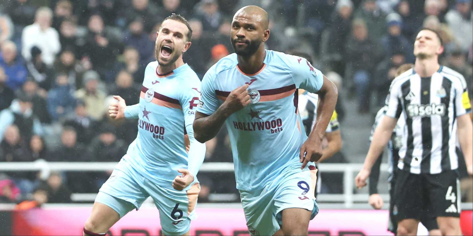 Igor Thiago and Jordan Henderson