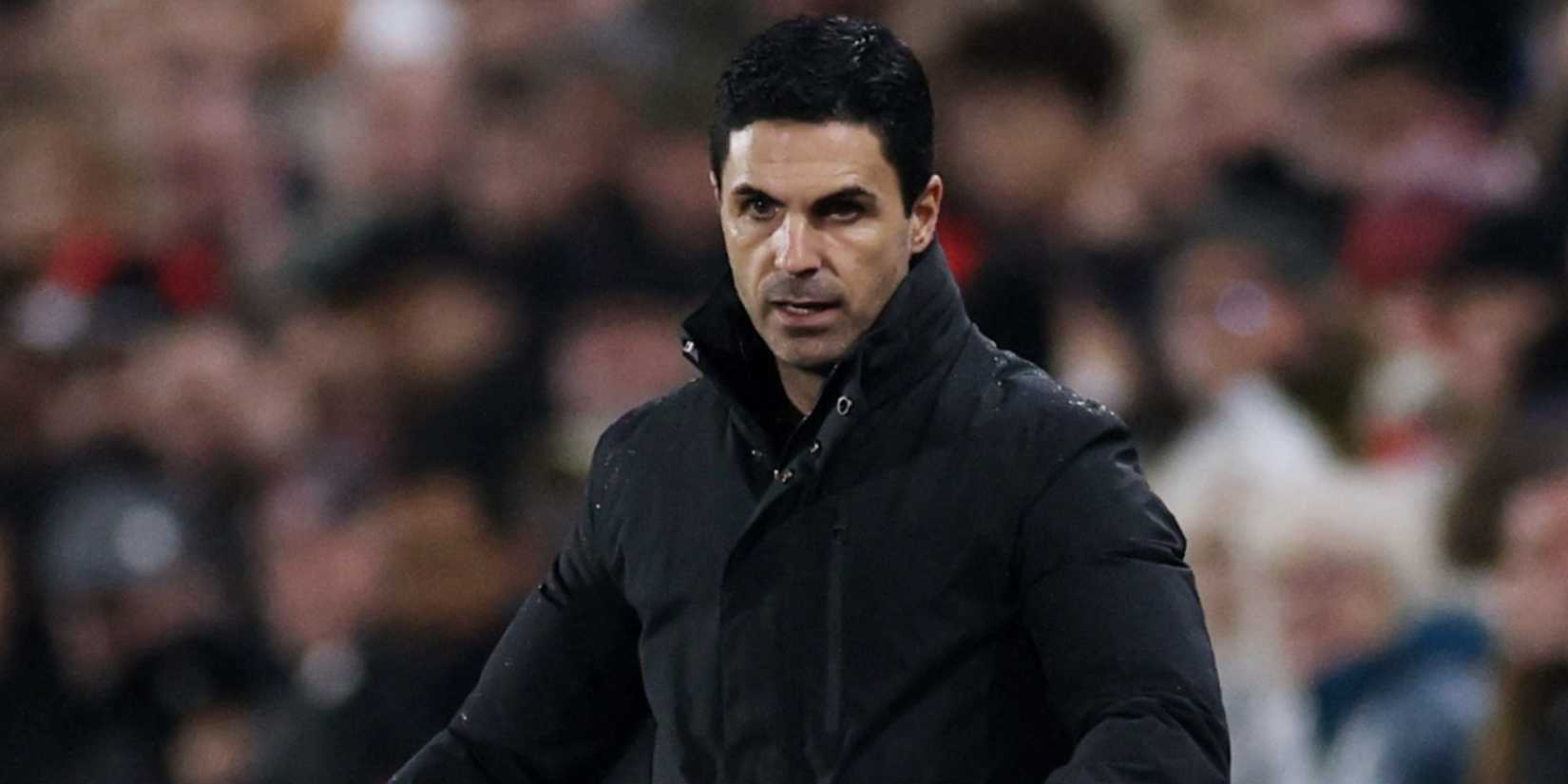 Mikel Arteta reacts during Brentford vs Arsenal