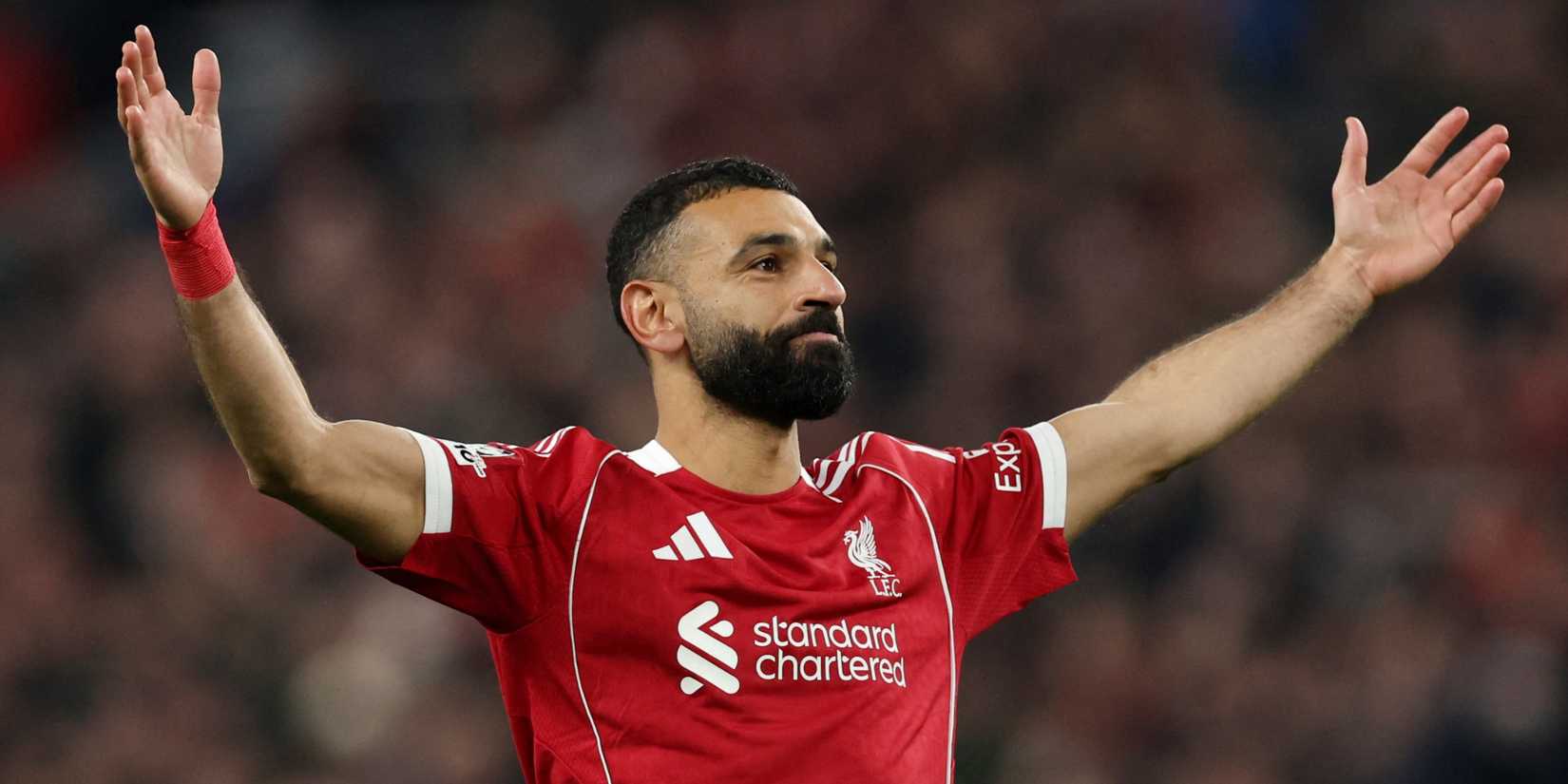 Liverpool's Mohamed Salah celebrates scoring against Qarabag