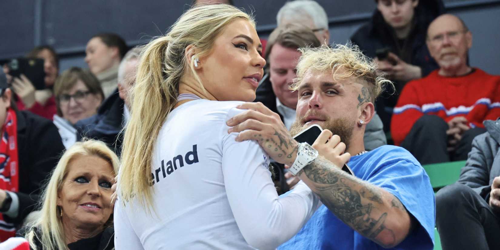 Netherlands' Jutta Leerdam with her boyfriend Jake Paul